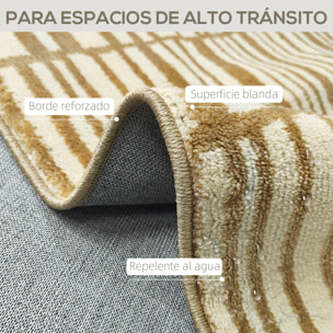 Alfombra Salón 170x120 cm Alfombra Lavable en Lavadora Pelo Corto Elementos a Rayas Tapete para Sala de Estar Dormitorio Comedor Crema