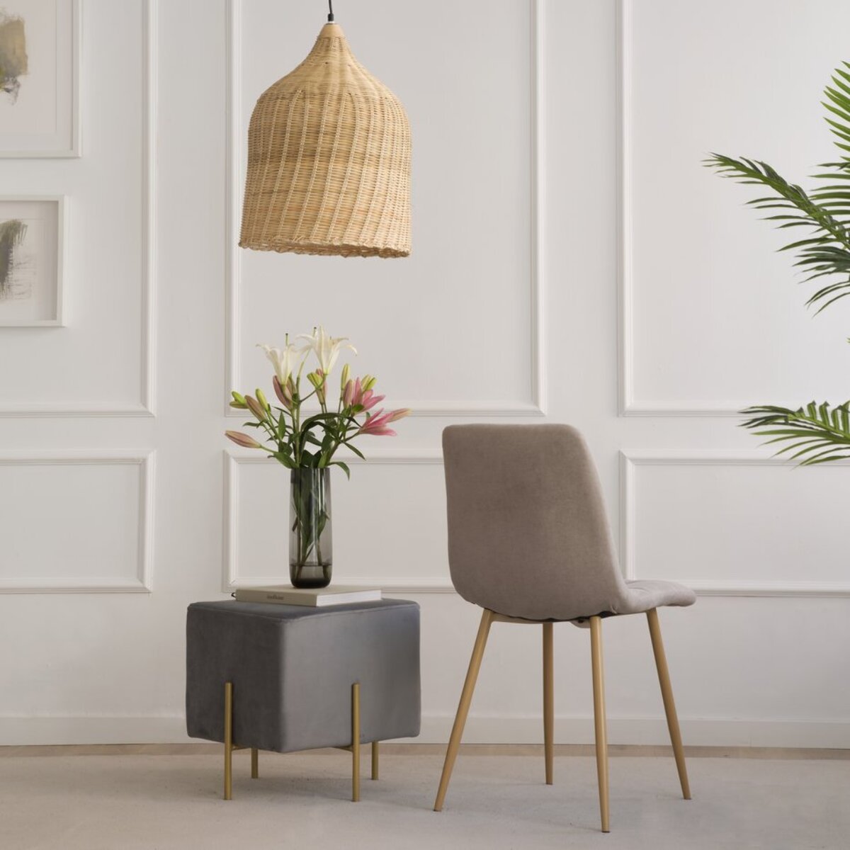 Pack de 4 chaises -tissu-couleur beige 45 x 88 x 55 cm