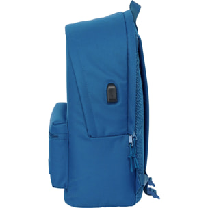 Mochila doble para portatil 15,6"+usb real madrid chica azul