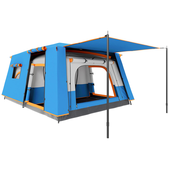 Tienda de Campaña Familiar para 4-6 Personas Tienda de Camping Tipo Túnel con 2 Habitaciones Porche Impermeable 3000 mm Anti-UV para Pescar Senderismo Azul Claro