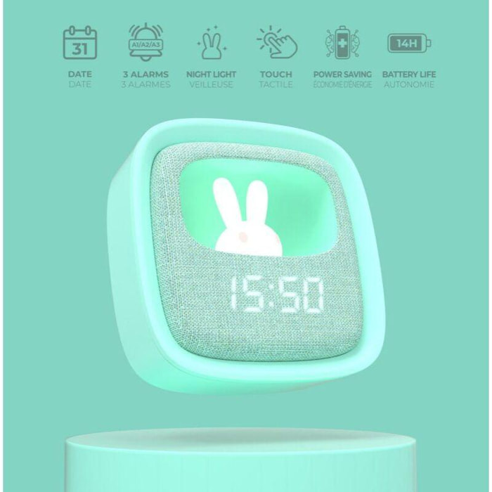 MOBILITY ON BOARD Réveil Lapin Intelligent - Mobility on Board - Cutie  Clock - Rose Pastel pas cher 
