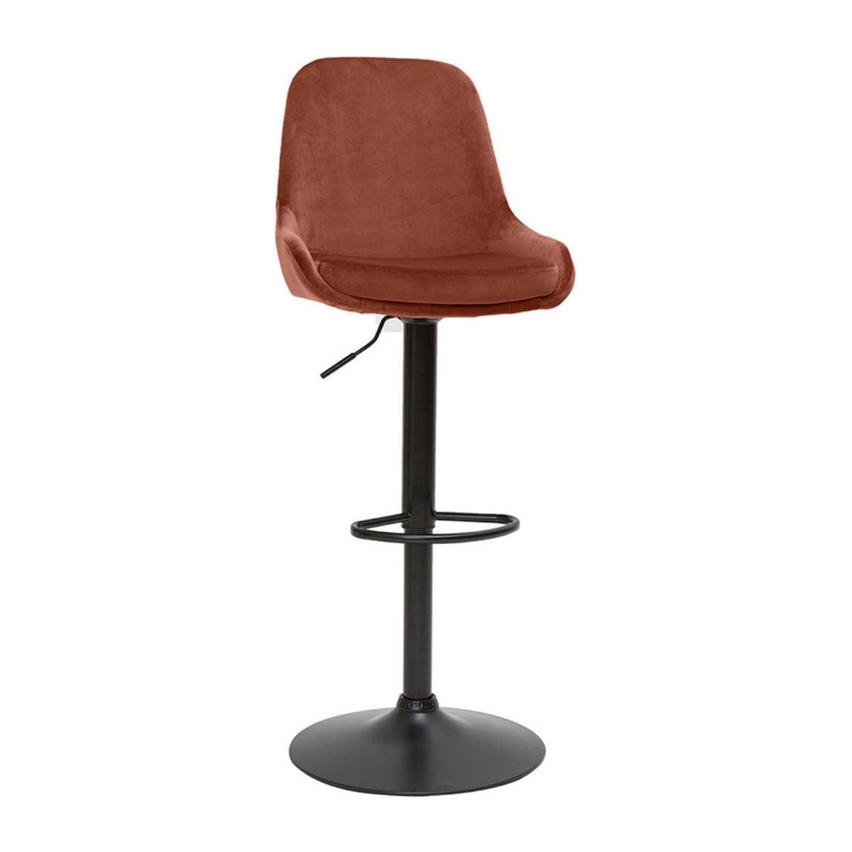 Tabourets de bar design réglables velours rouge tomette (lot de 2) HOLO