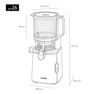Extractor Slow Juicer H.Koenig GSX26 con apertura ancha