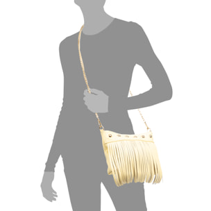 Bedulita Bolso bandolera Mujer. Piel auténtica Dollaro con flecos y detalles metálicos.