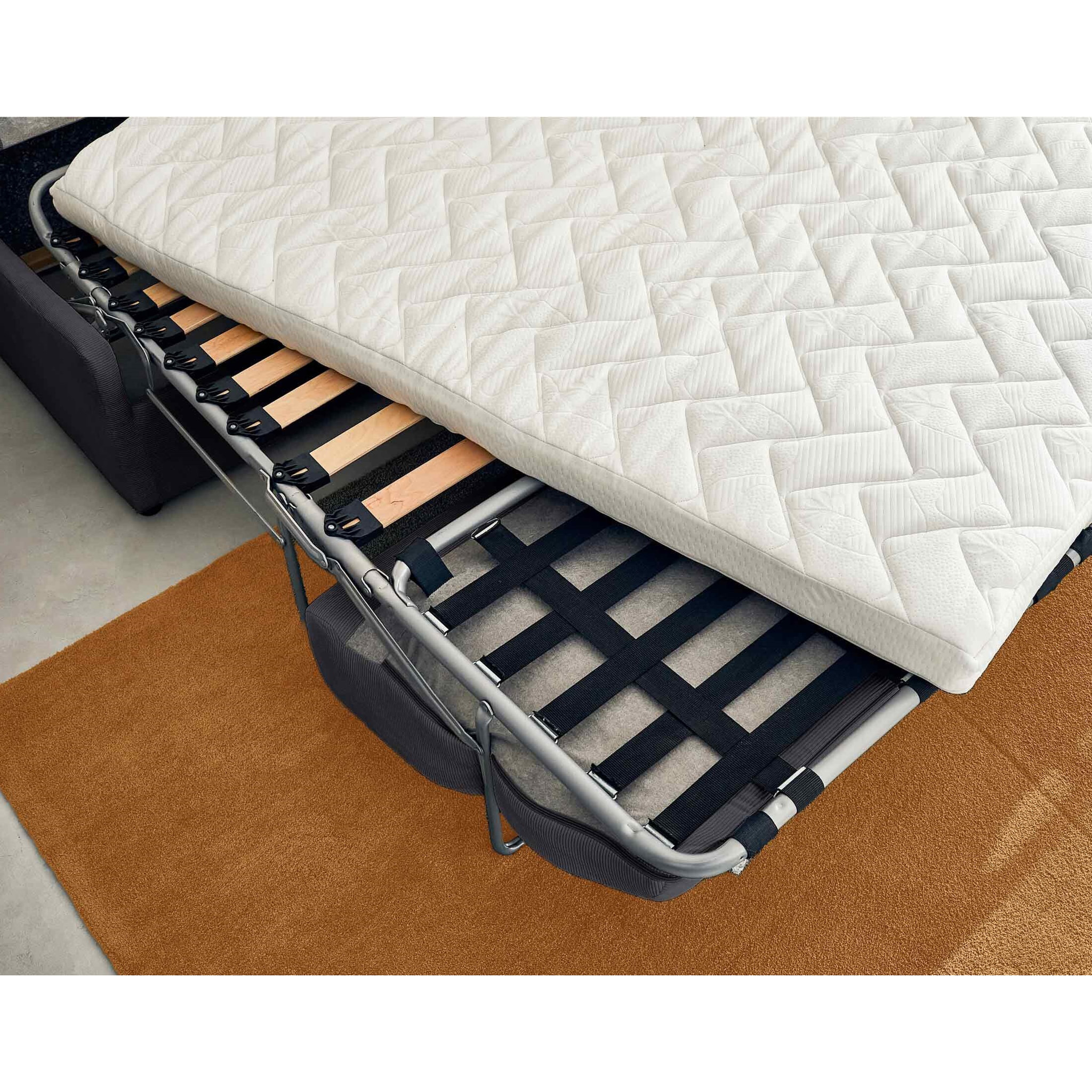 Palmira - canapé d'angle droit - 4 places - convertible couchage quotidien - matelas 14 cm - en velours côtelé - Gris foncé