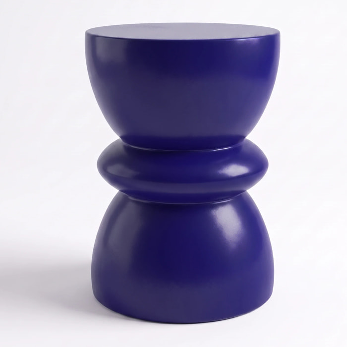 Table d'appoint ronde bleu roi en fibre d'argile effet béton D35 cm - Maupiti