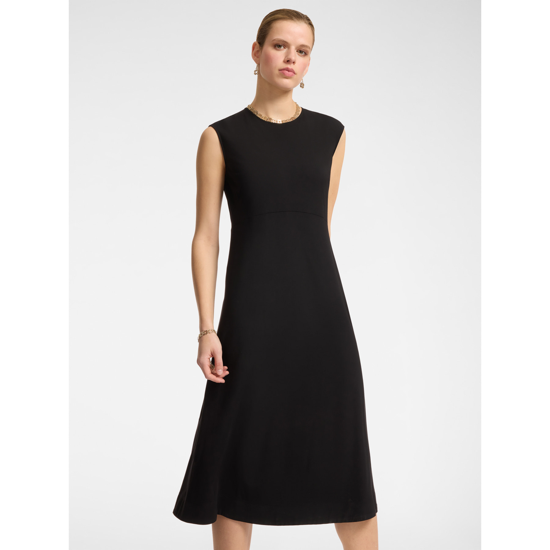 Elena Mirò - Vestido longuette en tejido de punto - Negro