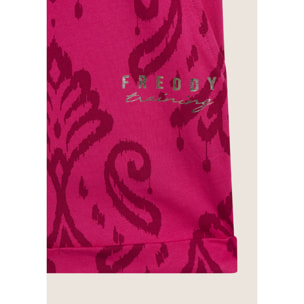 Tuta corta floreale in jersey con top a canotta