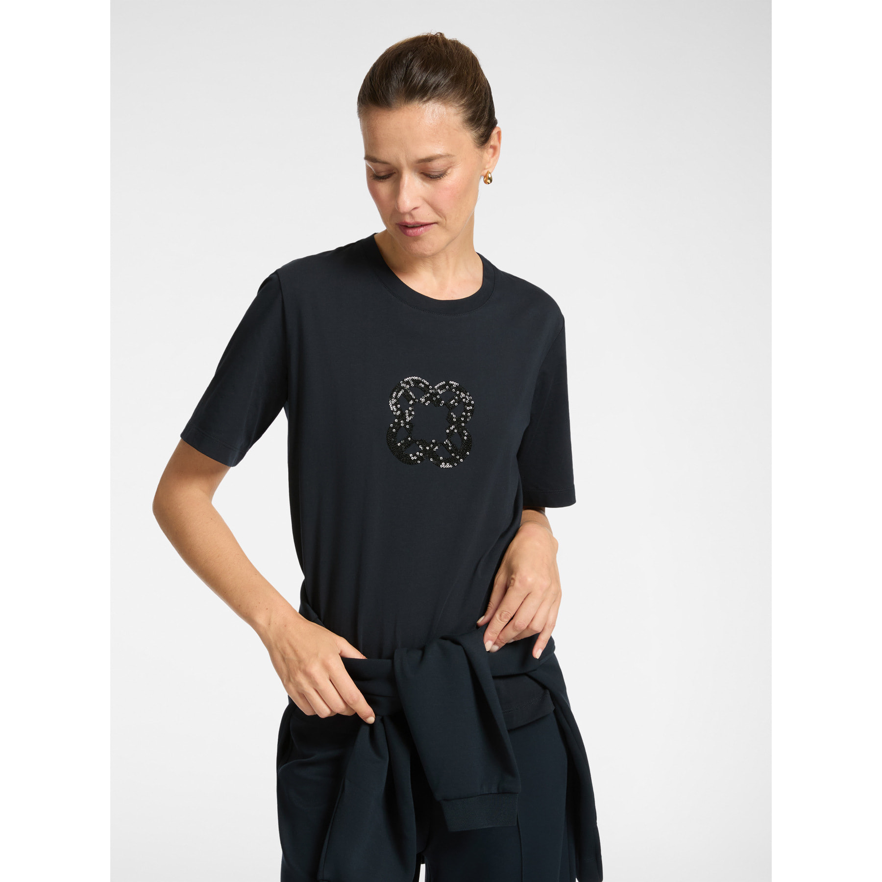 Elena Mirò - Camiseta de corte relajado con bordado de monograma - Azul