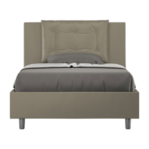 Letto una piazza e mezza contenitore imbottito 120x210 similpelle cappuccino Annalisa