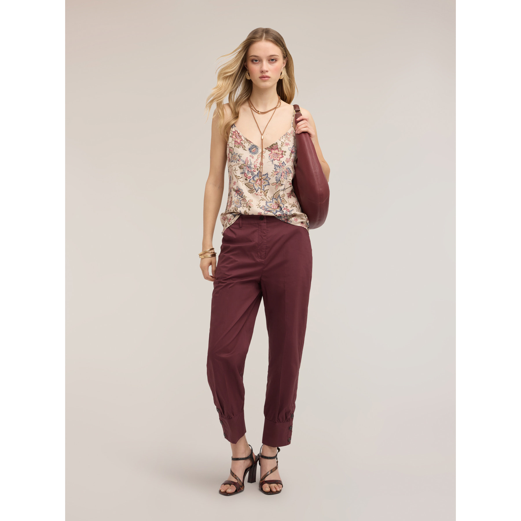 Motivi - Pantalones con puño en popelín - Violeta