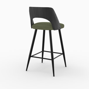 Lot de 2 chaises pour îlot central en tissu bouclé vert kaki 66 cm - Mindy