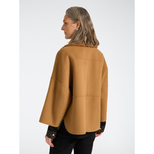 Elena Mirò - Giaccone misto lana chiusura asimmetrica - Beige