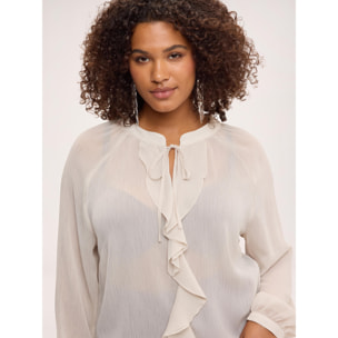Fiorella Rubino - Blusa con fiocco e volant - Bianco