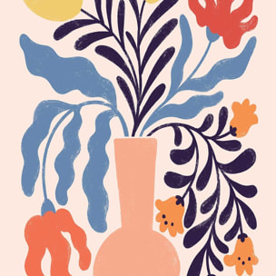 Poster julie fleurs Affiche + cadre en bois - Chêne