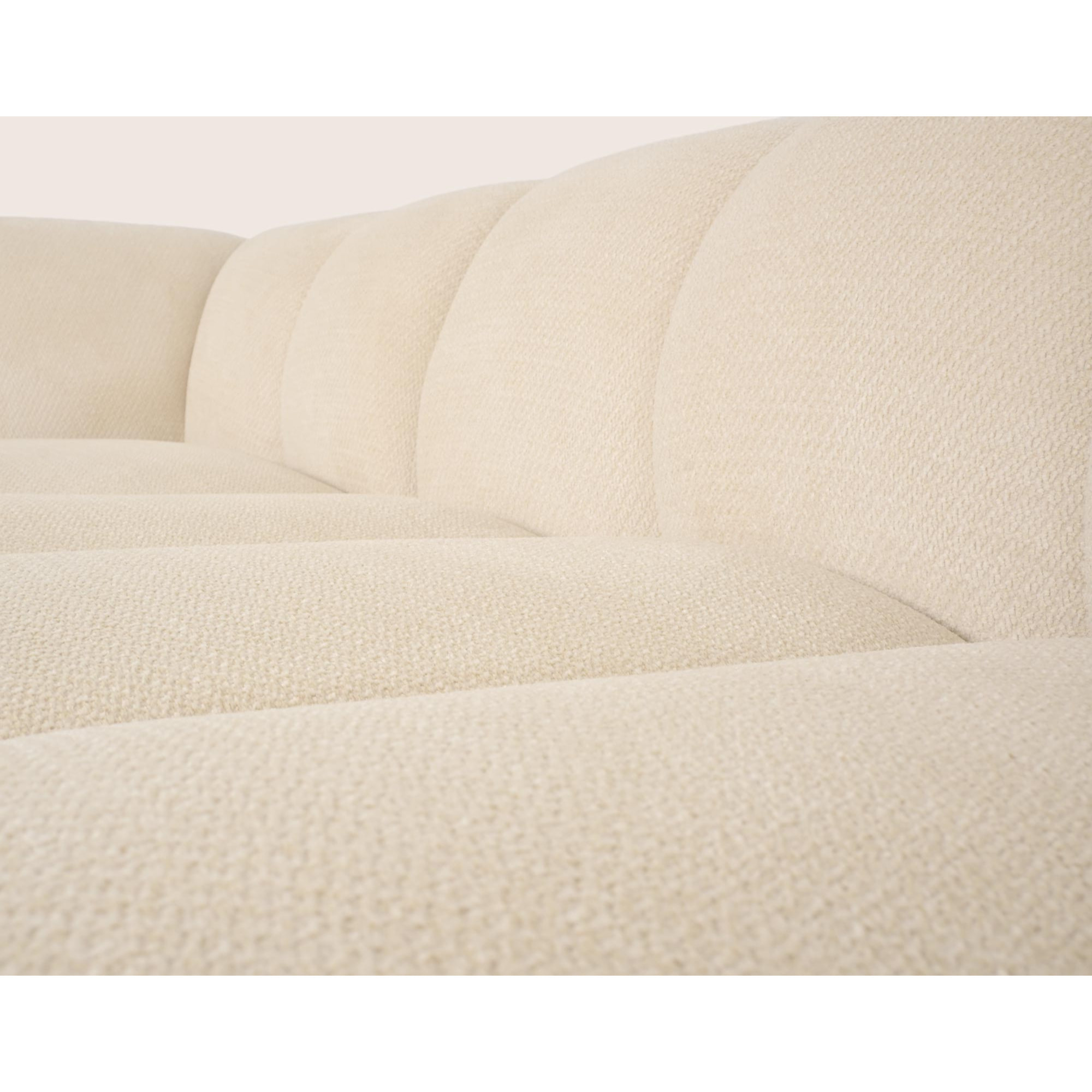 Ava - Canapé d'angle L 5 places en velours texturé - Beige