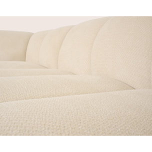 Ava - Canapé d'angle L 5 places en velours texturé - Beige
