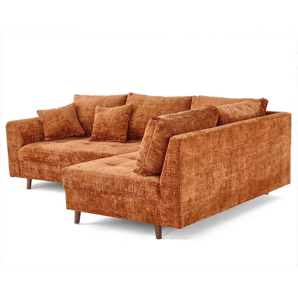 Rune - canapé d'angle droit 4 places en velours texturé - Rouille