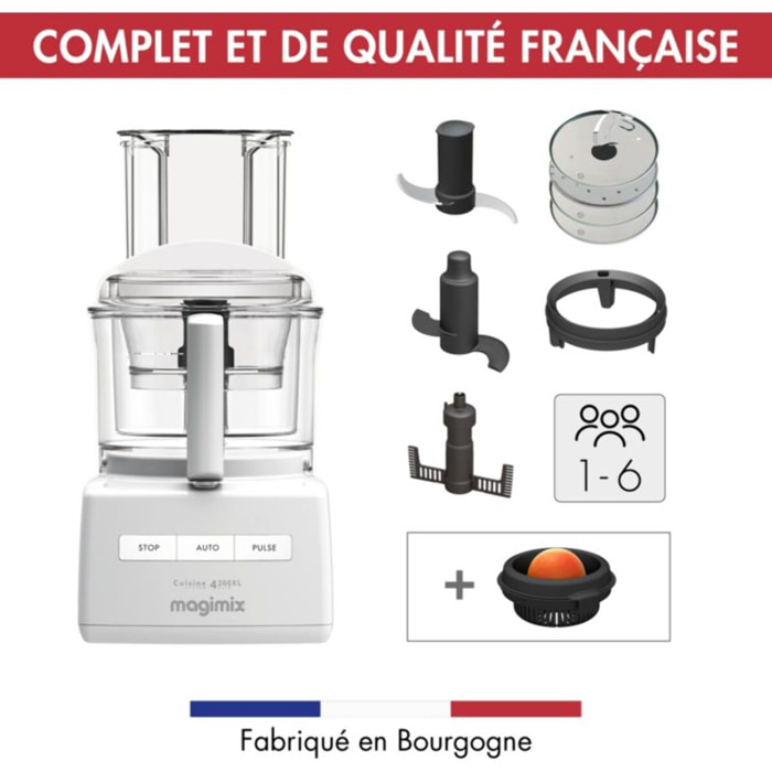 Robot multifonction MAGIMIX CS4200 XL BLANC + PRESSE AGRUME 85426F