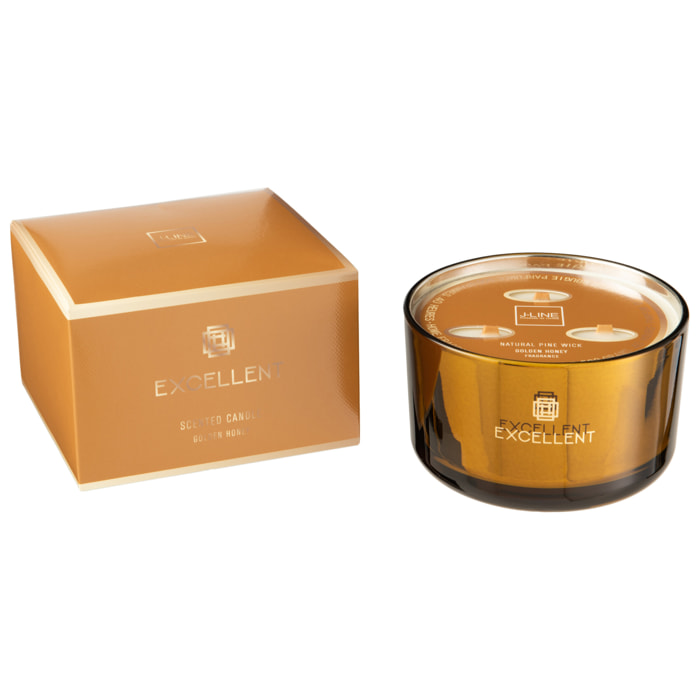 J-Line bougie parfumée Excellent - Golden Honey - verre - ocre - large - 40H