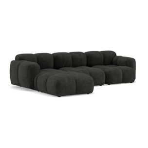Grace - canapé modulable d'angle réversible 4 places en velours texturé - Gris Anthracite