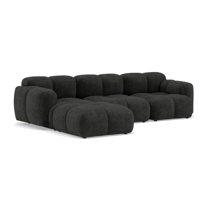 Grace - canapé modulable d'angle réversible 4 places en velours texturé - Gris Anthracite