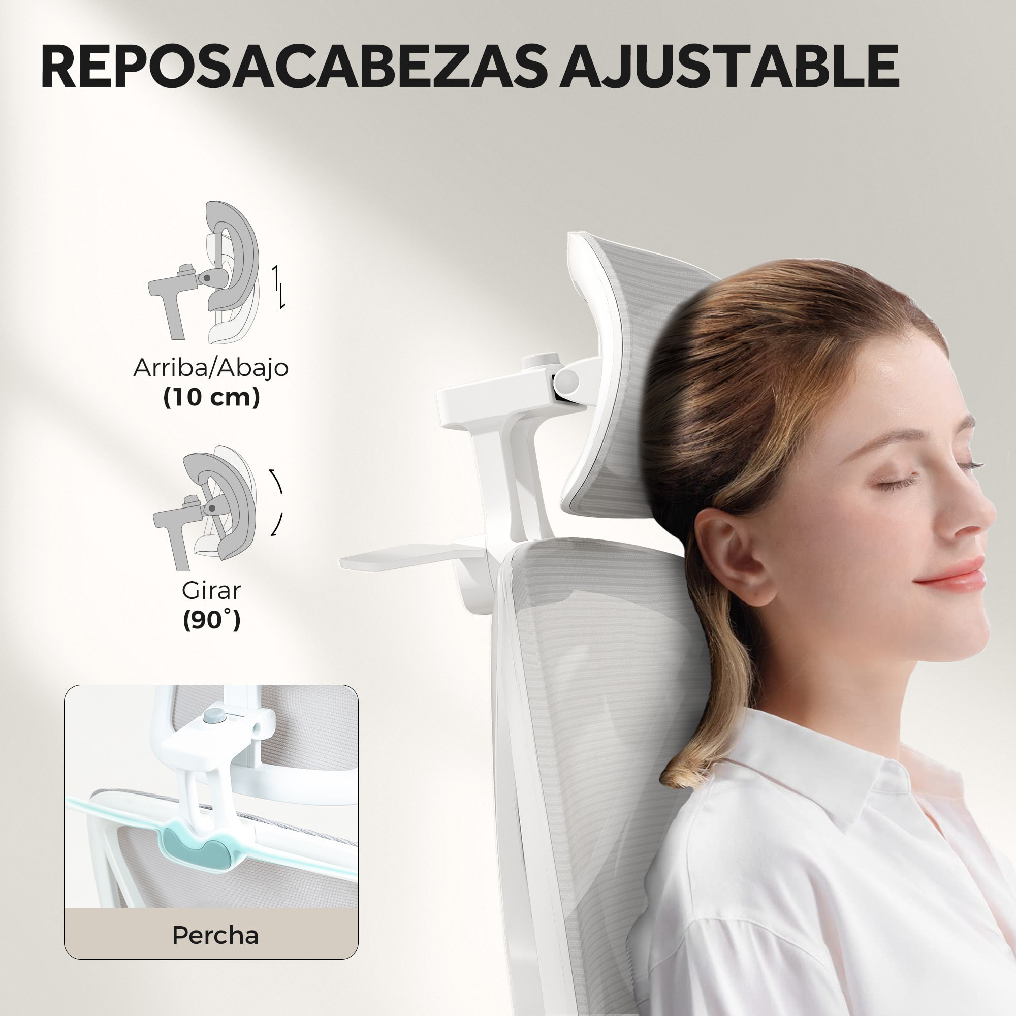 Silla de Escritorio de Malla Silla de Oficina Reclinable con Reposacabezas Giratoria Soporte Lumbar Reposapiés Reposabrazos 3D y Altura Regulable Función Basculante Carga 135 kg Gris