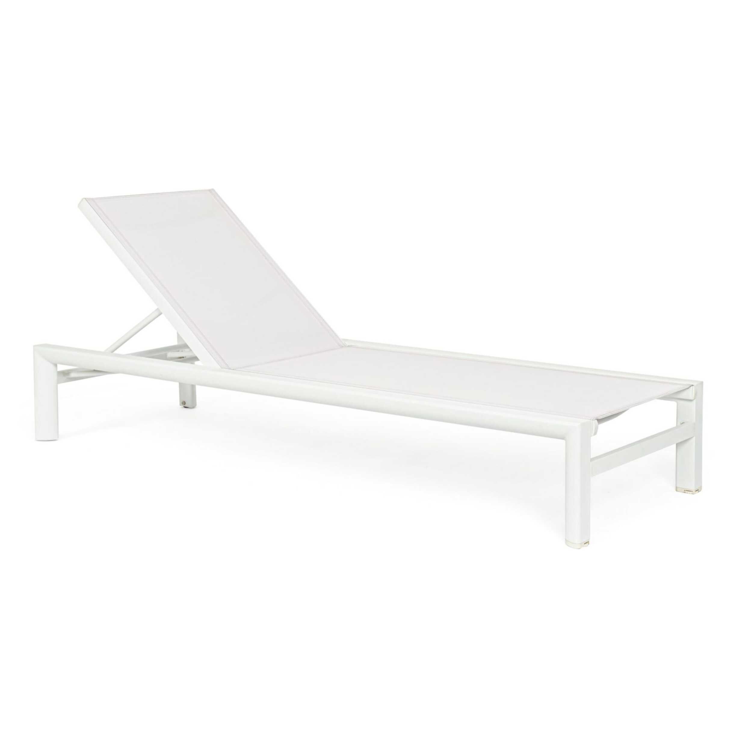 Lettino da giardino SKIPPER NEW con ruote, struttura in alluminio bianco e textilene