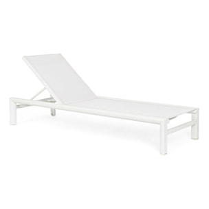 Lettino da giardino SKIPPER NEW con ruote, struttura in alluminio bianco e textilene