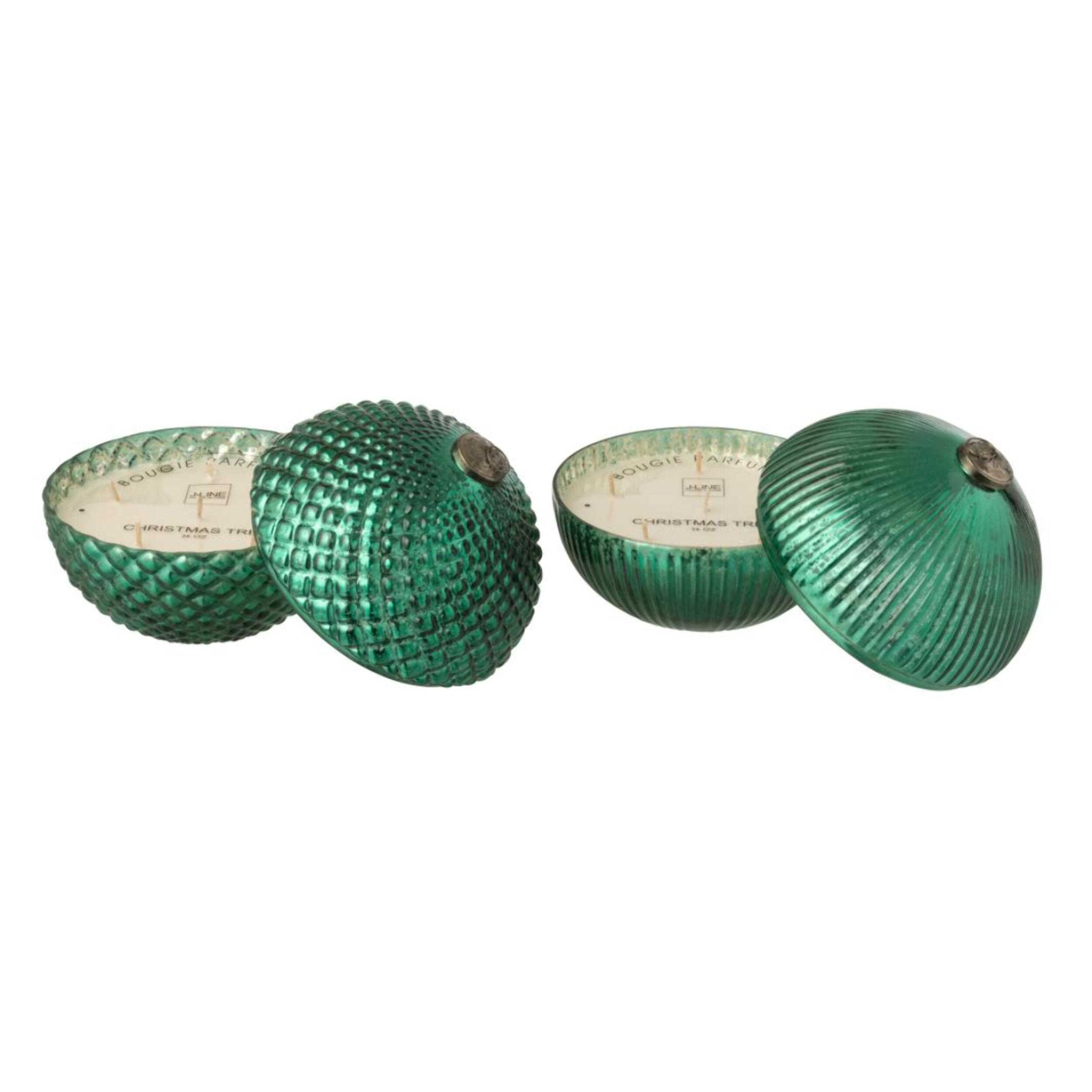 J-Line bougie parfumée Boule de Noël - verre - vert - large - 2 pcs