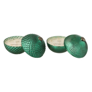 J-Line bougie parfumée Boule de Noël - verre - vert - large - 2 pcs
