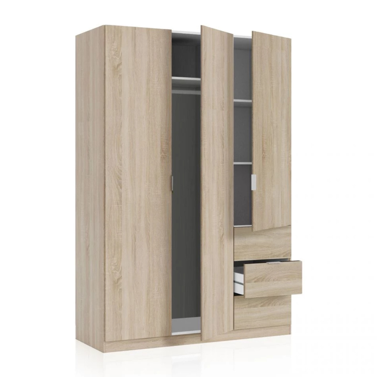 Armario Magan 3 puertas y 3 cajones Roble Canadian