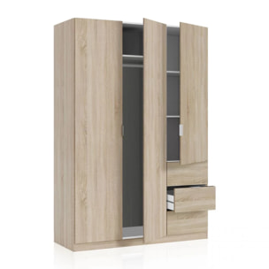 Armario Magan 3 puertas y 3 cajones Roble Canadian