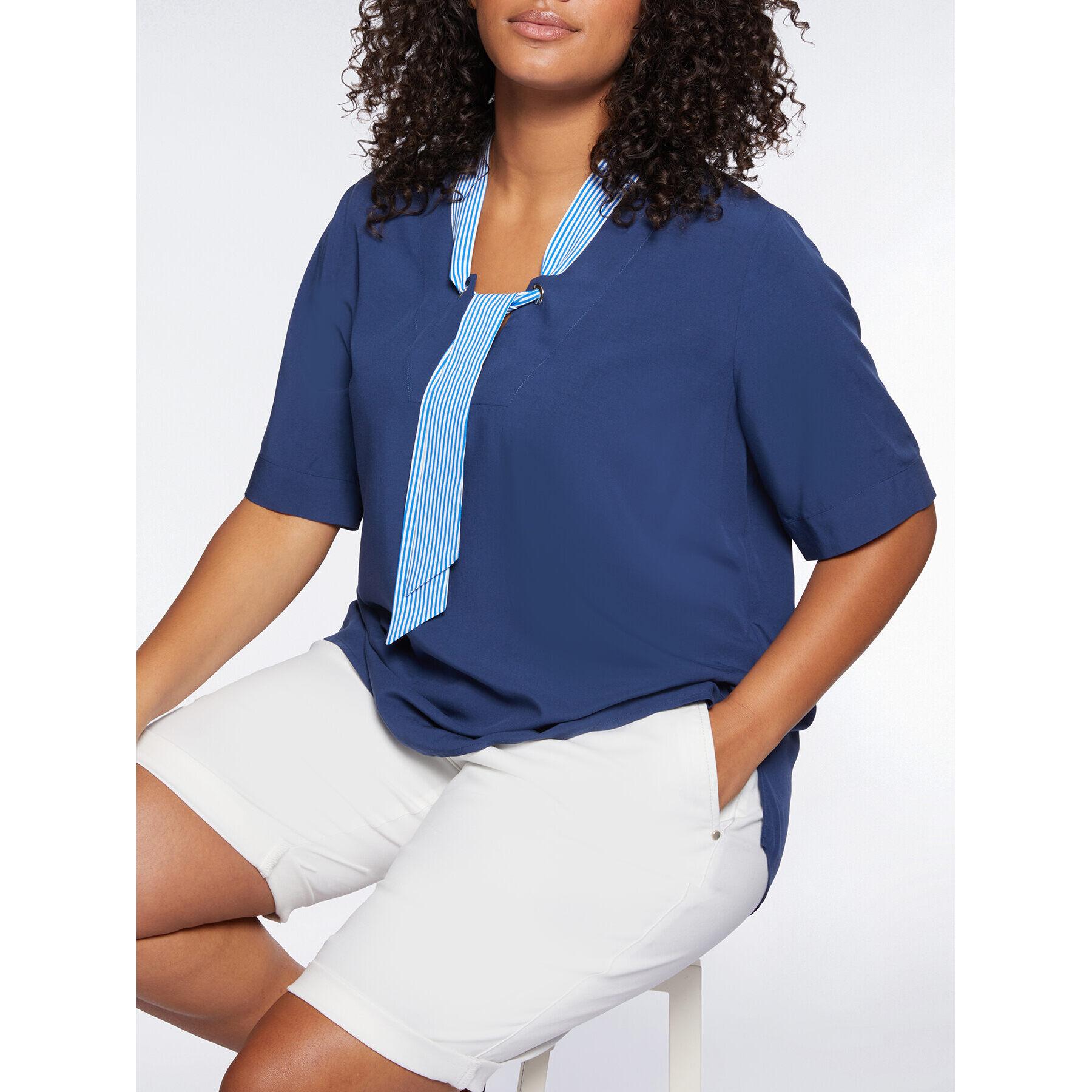 Fiorella Rubino - Blusa con ojales de viscosa ECOVERO™ - Azul