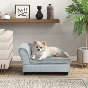 Sofá para Perros Pequeños Sofá para Gatos Tapizado en Terciopelo con Almacenaje Oculto y Cojín Lavable Carga 10 kg 76x45x43 cm Gris Claro