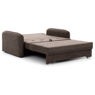 Michelle - canapé droit 3 places convertible avec coffre en velours - Marron