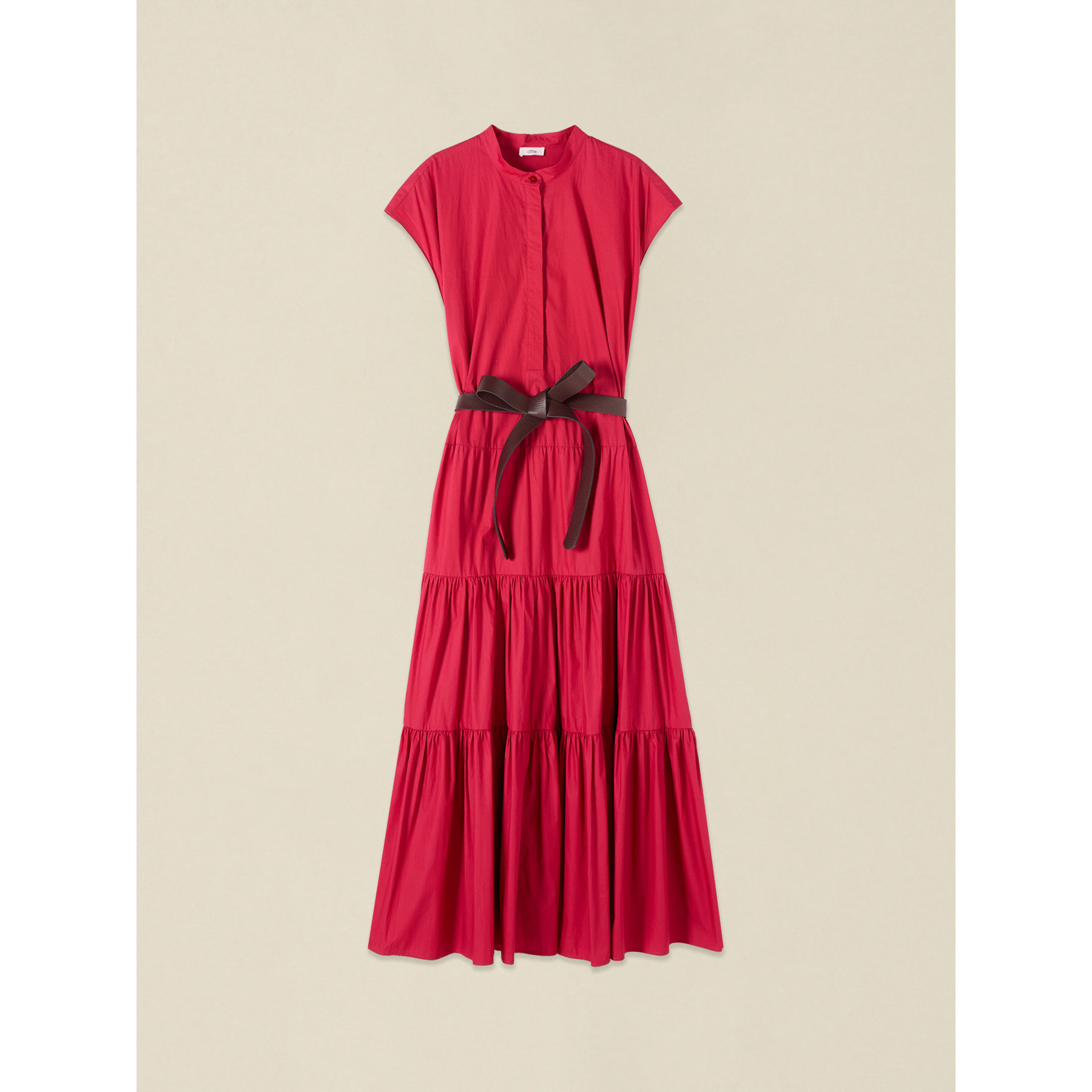 Oltre - Vestito chemisier in popeline con cintura - Rosso