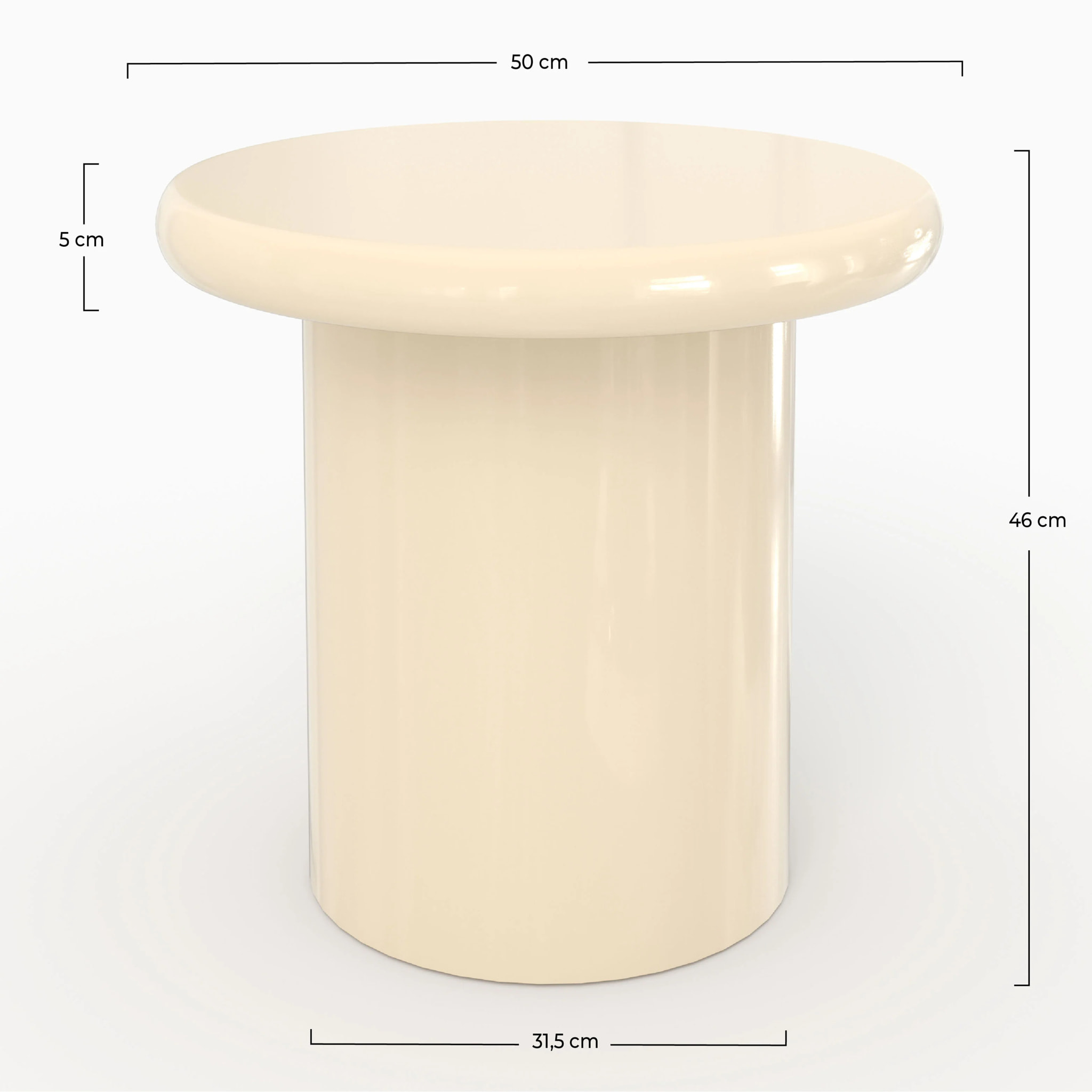 Table d'appoint laquée blanche en MDF, D50 cm - Apoline