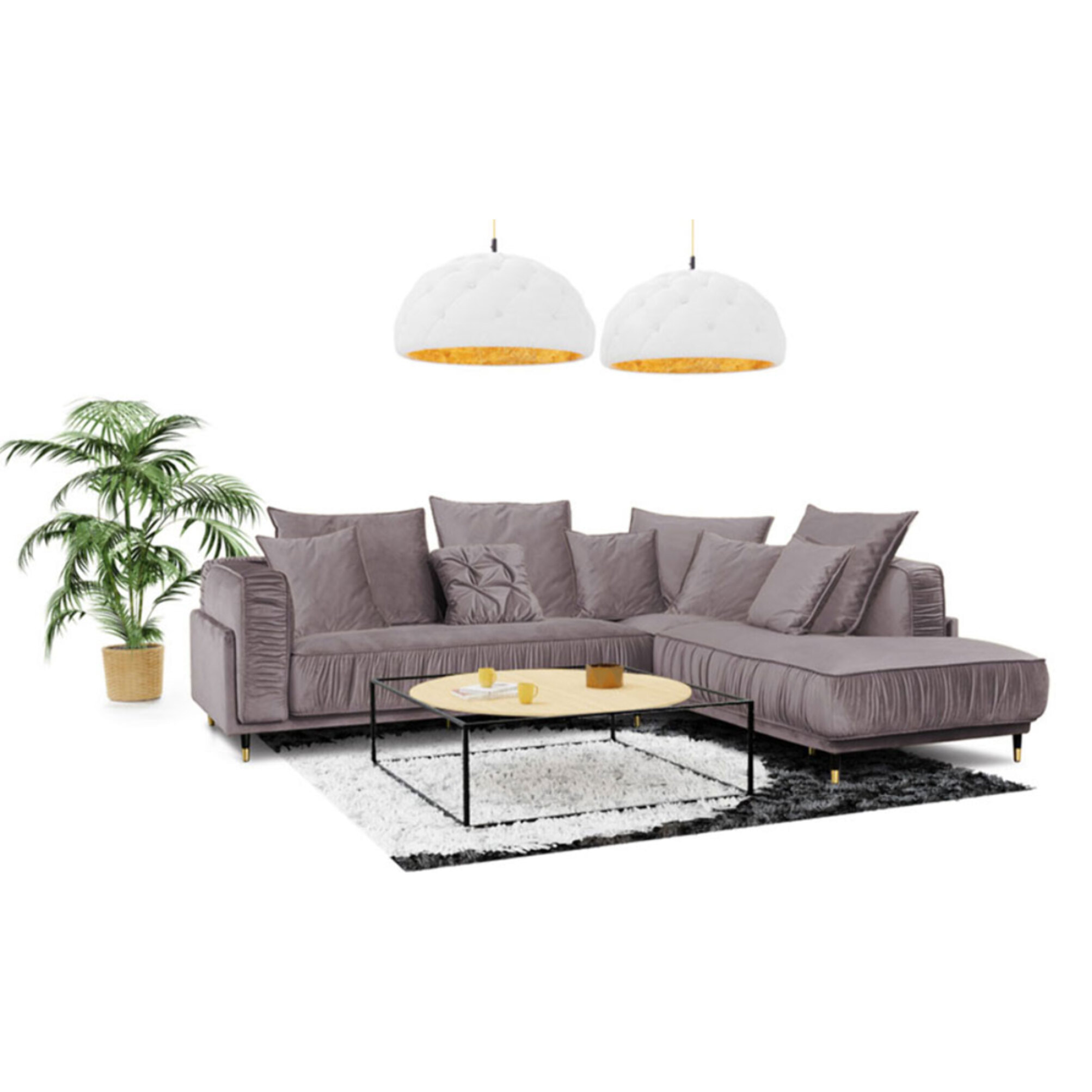 Canapé Velours Angle droit Fiorenzo - 4 Places