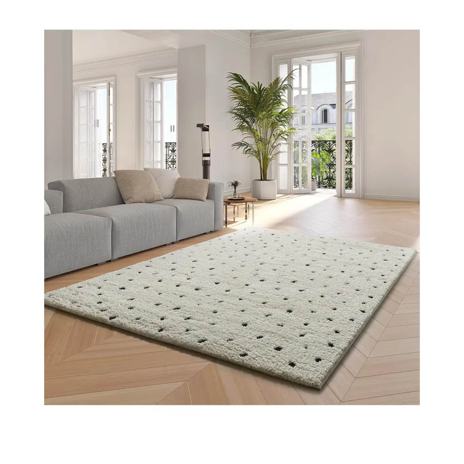 ATESA Alfombra shaggy escandinava blanco, varias medidas disponibles.