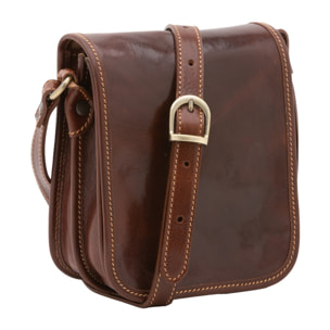 Borsa a tracolla da uomo in vera pelle - Modello False - Made in Italy - 20.0 x 16.5 x 10.0 cm
