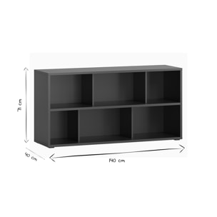 Bibliothèque basse noire L140 cm EPURE