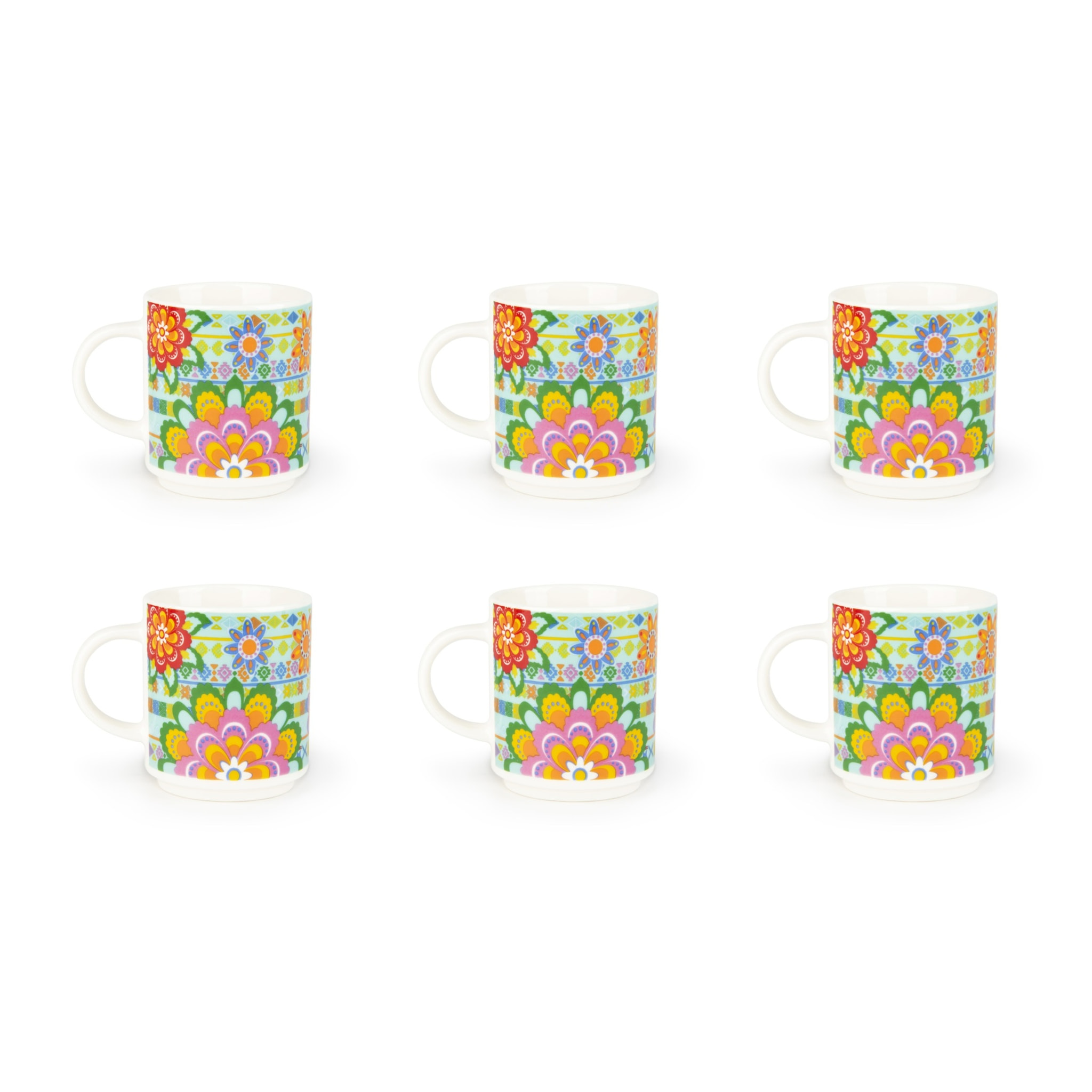 Set 6 Tasses à Café Excelsa – Gipsy Soul, New Bone China Multicolore