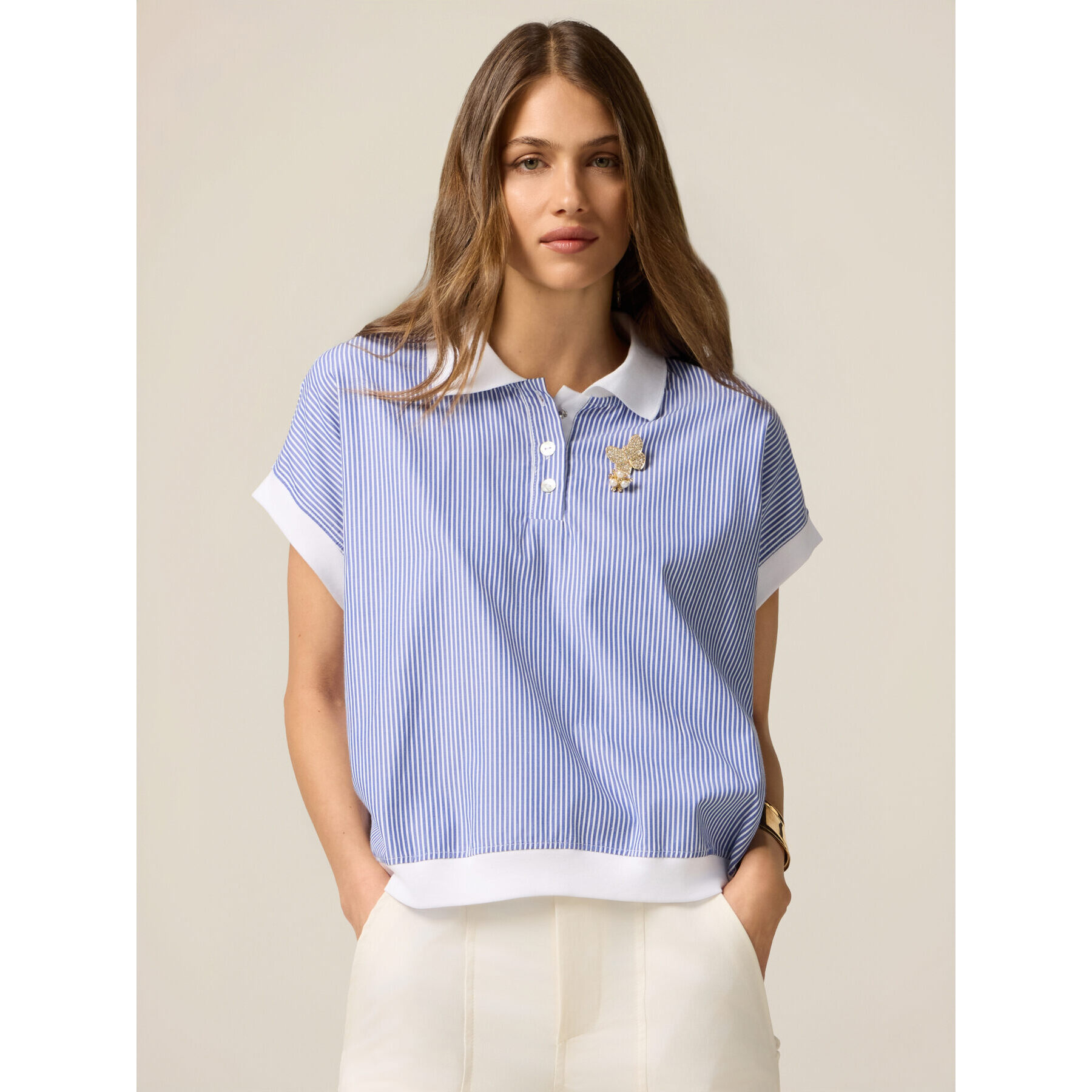 Oltre - Camiseta polo con broche - Light - blue