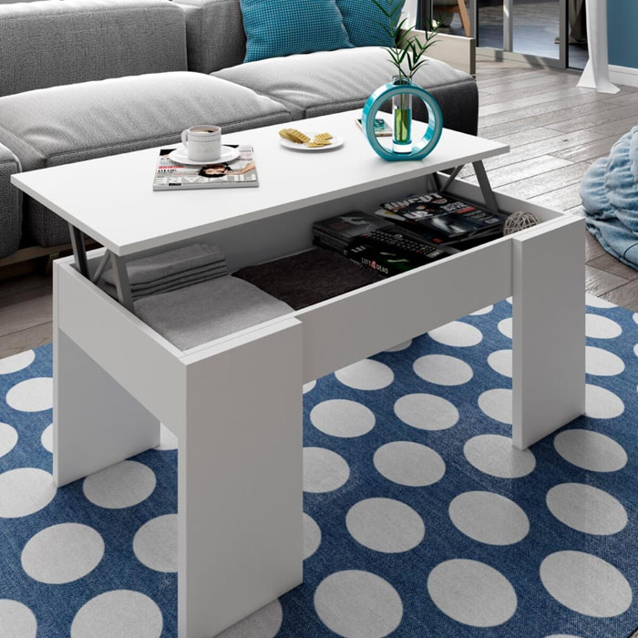 Mesa De Centro Elevable Flow 45x100x50 Cm Blanco Artik