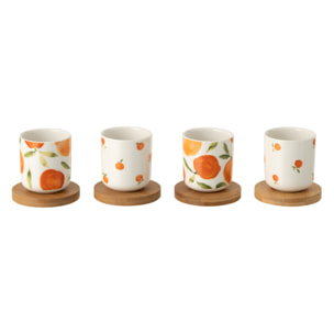 J-Line Tasse Orange - céramique - blanc/orange - set de 4
