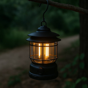 Well home luz de camping ø11,5x17,8cm con 3 bombillas y recargable por usb color negro