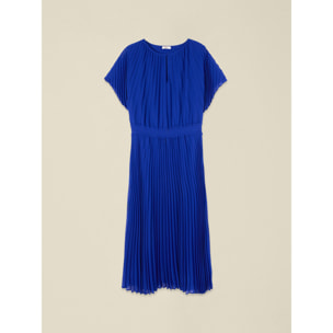 Oltre - Vestido midi en georgette plisado - Azul