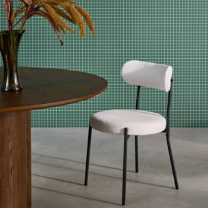 Lot de deux chaises métal et tissu chenille blanc L 47 x P 49 x H 76.5cm - Livia