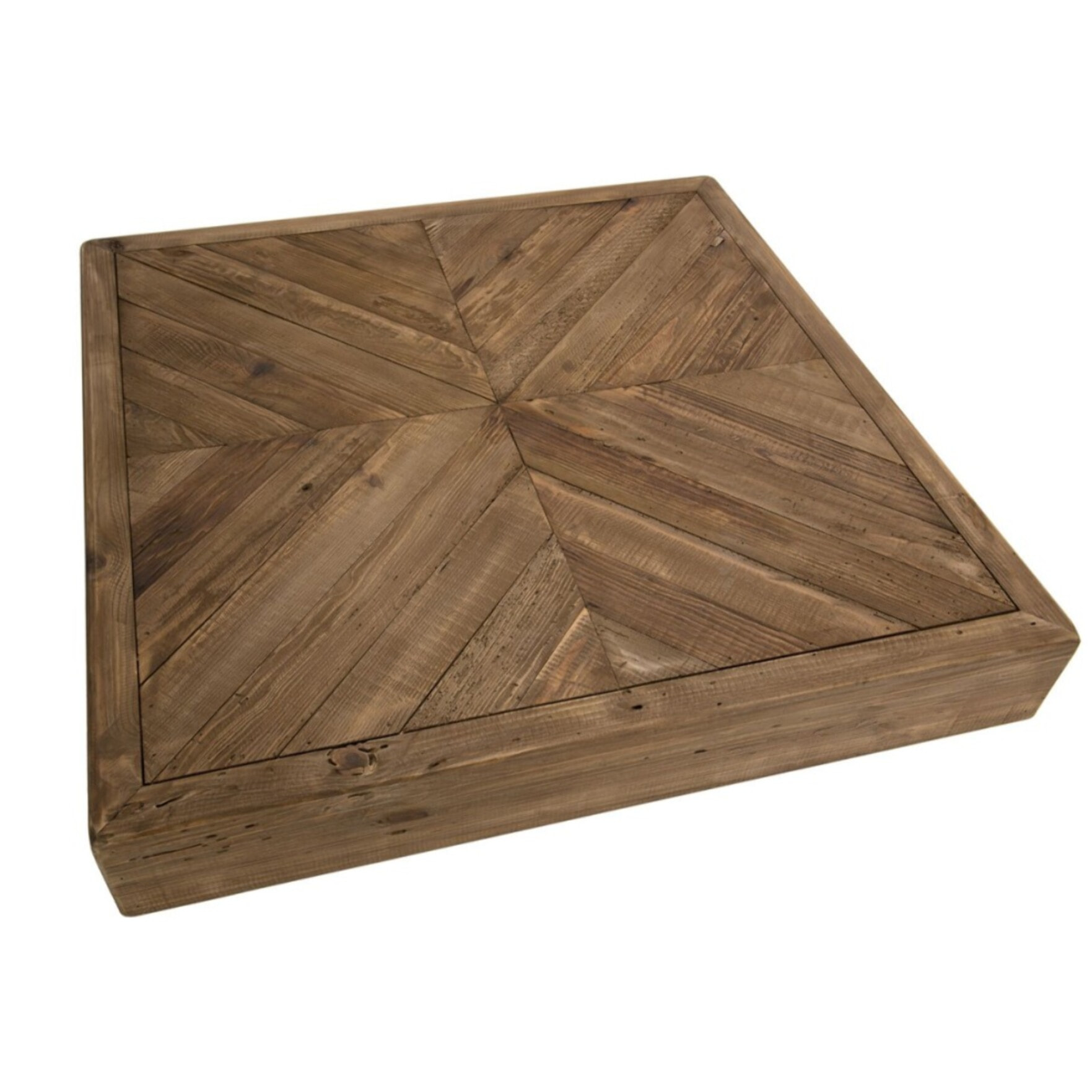 SANDY - Table basse carrée marron 99.5x99.5cm bois Pin recyclé piètement noir